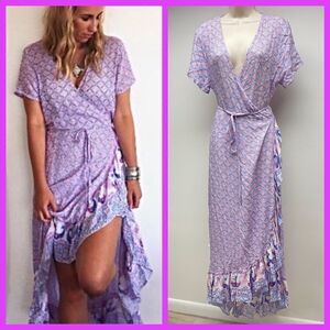 HOUSE OF SKYE BOHO ALOHA GYPSY RUFFLE WRAP DRESS